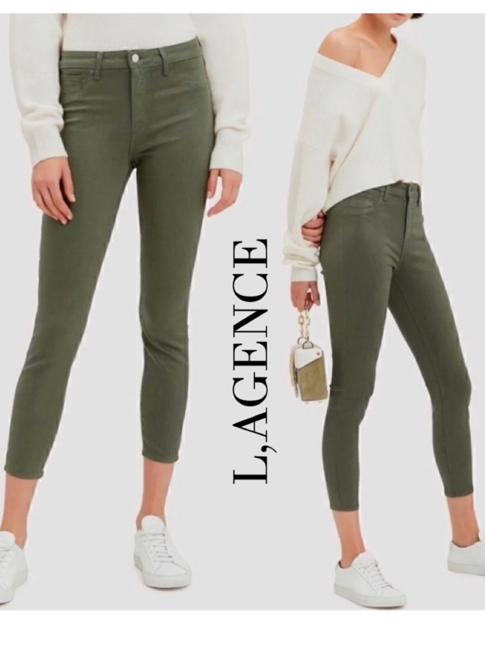 L'AGENCE Margot Olive Skinny Jeans Size 26